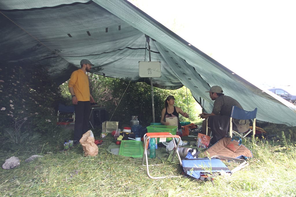 Resting and briefing the team entering the cave. Montenegro, 2023. Photo: Jeff Wade.