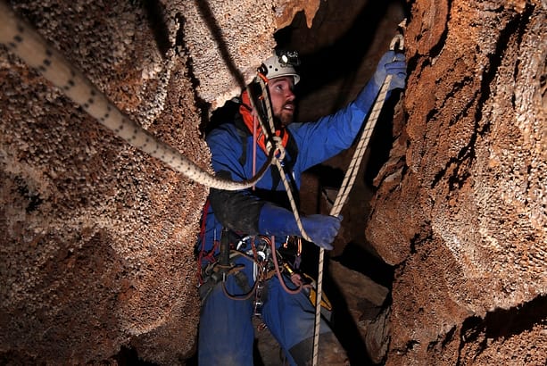 Tommy is rigging a rope. Photo: Jeff Wade