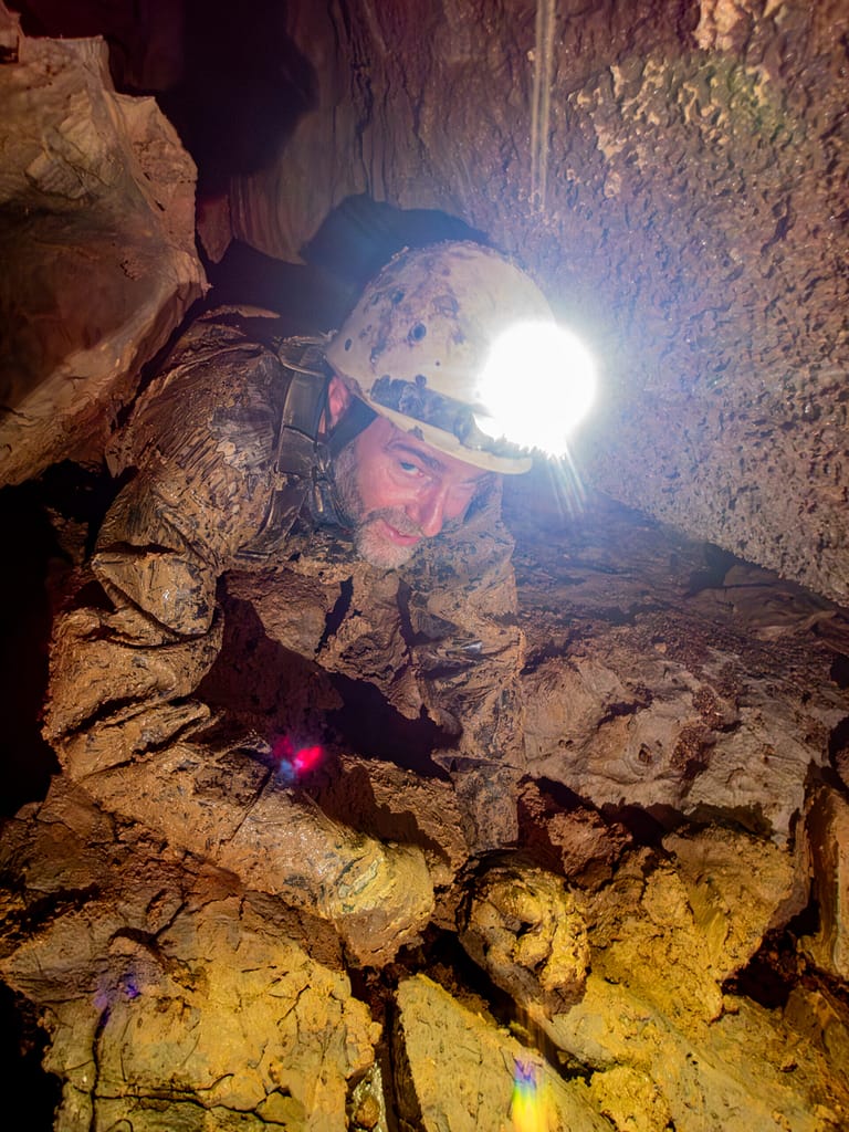 Crawling your way out. Burja Cave, Virginia. Photo: Katarina Kosič Ficco