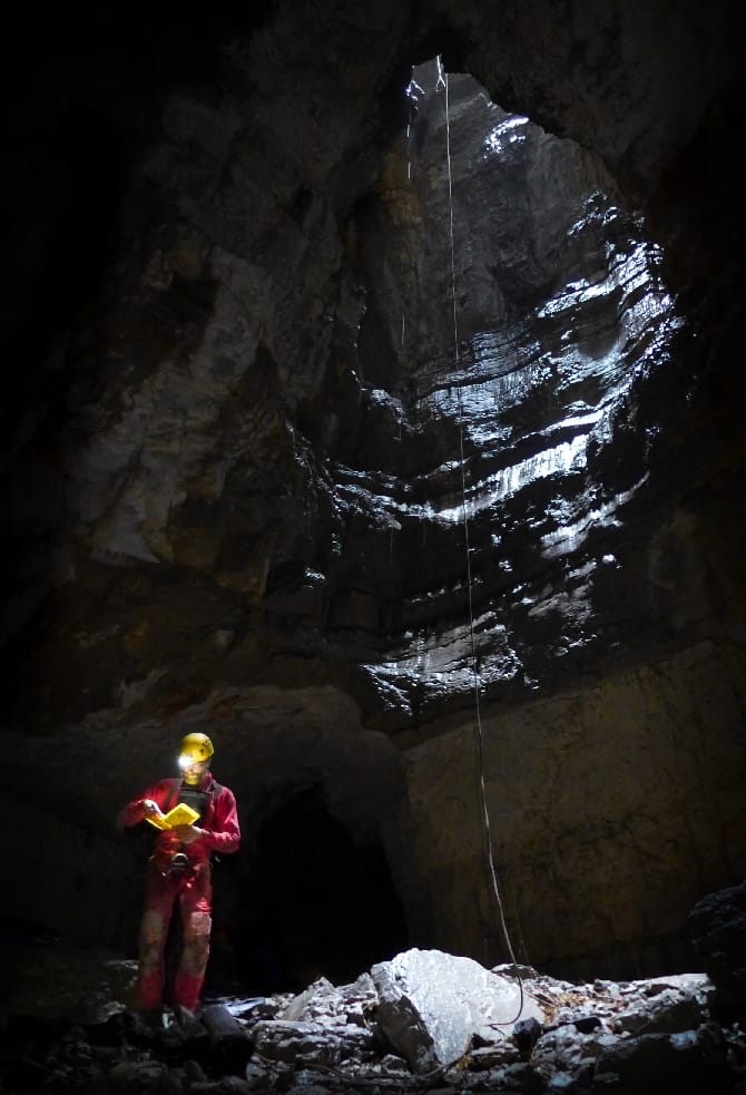 Once we find a cave, we also survey and map it so anyone can return and navigate it. Photo: Mike Ficco