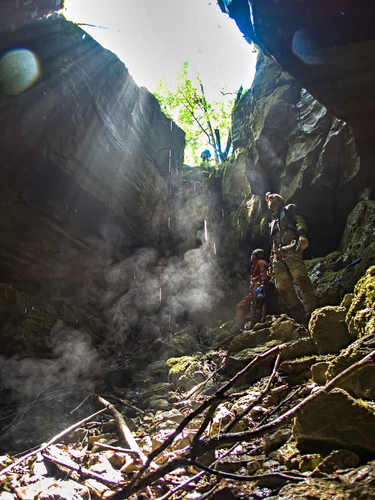 Scenic entrance shaft of Beautiful Bitch Cave.